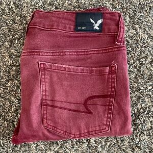 Women's Maroon crop jeggings